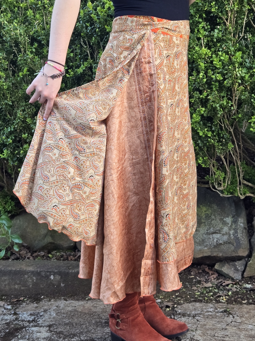Darn Good Yarn Reversable Wrap Silk Skirt